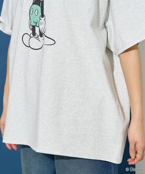 FREAK'S STORE（フリークスストア）の「限定展開/別注/Mickey Mouse/ミッキーマウス/前後 プリント 半袖 Tシャツ（Tシャツ/カットソー・レディース・オフホワイト/サックスブルー/ライトベージュ/スミクロ/ライトグレー・LARGE/MEDIUM/SMALL）」の18枚目の写真