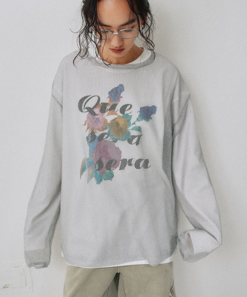 YOOU（ユー）の「ラメシアーニット／透け感素材 × ルーズシルエット（Tシャツ/カットソー・レディース・ブラック/シルバー・FREE）」の19枚目の写真