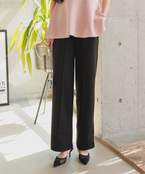 KOBE LETTUCE（コウベレタス）の「選べるサイズ 美脚ポンチワイドパンツ（スラックス・レディース・ライトブラウン/グレー/ライトベージュ/ブラック/ピンク/ブラウン・L/M/TM/PL/PM）」の10枚目の写真