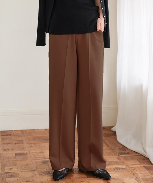 KOBE LETTUCE（コウベレタス）の「選べるサイズ 美脚ポンチワイドパンツ（スラックス・レディース・ライトブラウン/グレー/ライトベージュ/ブラック/ピンク/ブラウン・L/M/TM/PL/PM）」の11枚目の写真