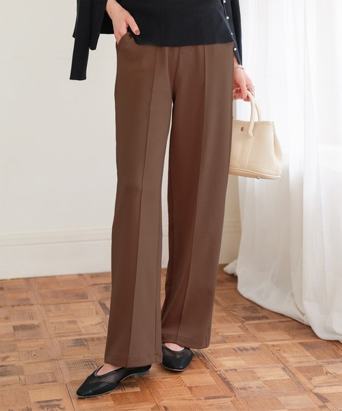 KOBE LETTUCE（コウベレタス）の「選べるサイズ 美脚ポンチワイドパンツ（スラックス・レディース・ライトブラウン/グレー/ライトベージュ/ブラック/ピンク/ブラウン・L/M/TM/PL/PM）」の8枚目の写真