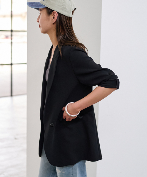 FRAMeWORK（フレームワーク）の「≪追加≫トリアセクロスセミダブルジャケット2（テーラードジャケット・レディース・ネイビー/ブラック・38/36）」の7枚目の写真