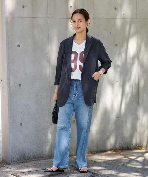 FRAMeWORK（フレームワーク）の「≪追加≫トリアセクロスセミダブルジャケット2（テーラードジャケット・レディース・ネイビー/ブラック・38/36）」の9枚目の写真