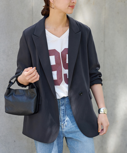 FRAMeWORK（フレームワーク）の「≪追加≫トリアセクロスセミダブルジャケット2（テーラードジャケット・レディース・ネイビー/ブラック・38/36）」の12枚目の写真