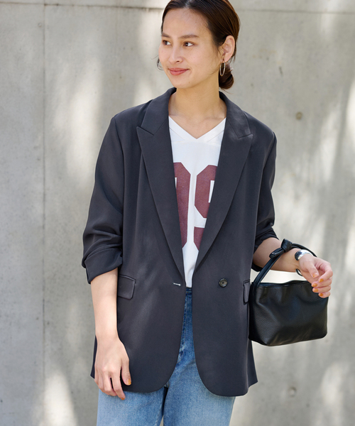 FRAMeWORK（フレームワーク）の「≪追加≫トリアセクロスセミダブルジャケット2（テーラードジャケット・レディース・ネイビー/ブラック・38/36）」の13枚目の写真