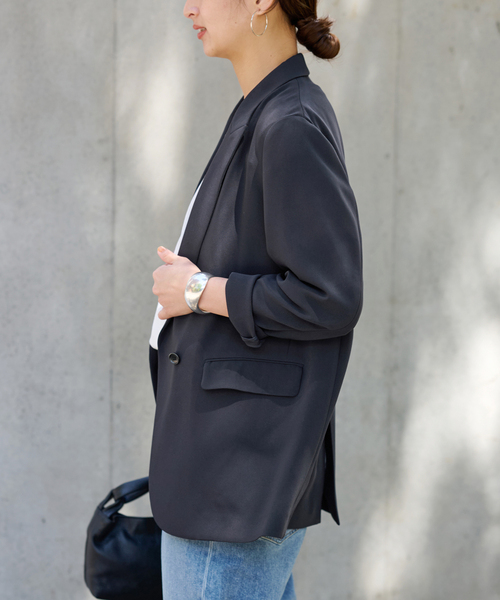 FRAMeWORK（フレームワーク）の「≪追加≫トリアセクロスセミダブルジャケット2（テーラードジャケット・レディース・ネイビー/ブラック・38/36）」の15枚目の写真