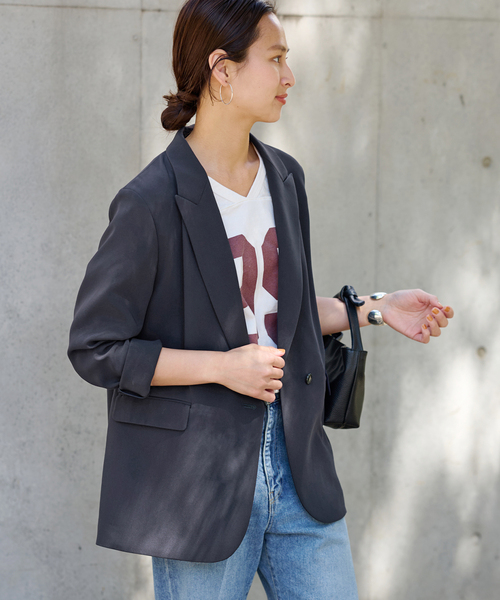 FRAMeWORK（フレームワーク）の「≪追加≫トリアセクロスセミダブルジャケット2（テーラードジャケット・レディース・ネイビー/ブラック・38/36）」の16枚目の写真