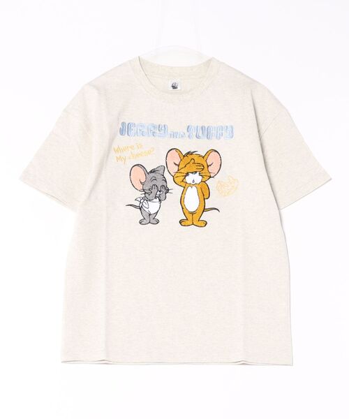 Tom＆Jerry（トムアンドジェリー）の「【TOM AND JERRY/トムとジェリー】オリジナルデザインTシャツ ジェリー　タフィー　ドロップショルダー ビッグシルエット　ユニセックス（Tシャツ/カットソー・メンズ・ブルー系その他/ベージュ系その他/ベージュ系その他2/ホワイト系その他3/ホワイト系その他2/パープル系その他3/ベージュ系その他5/パープル系その他5/ブラック系その他4/ホワイト系その他4/ホワイト系その他7/ブルー系その他7/ベージュ系その他6/ブラック系その他6・LARGE/SMALL/X-LARGE/MEDIUM）」の11枚目の写真