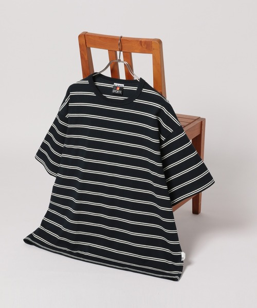 SIGNAL SPORTS（シグナルスポーツ）の「【SIGNAL SPORTS】14s/オーバーサイズボーダーTシャツ（Tシャツ/カットソー・メンズ・ネイビー/ホワイト・MEDIUM/SMALL/LARGE）」の2枚目の写真