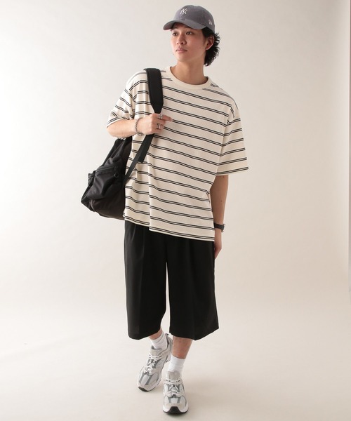 SIGNAL SPORTS（シグナルスポーツ）の「【SIGNAL SPORTS】14s/オーバーサイズボーダーTシャツ（Tシャツ/カットソー・メンズ・ネイビー/ホワイト・MEDIUM/SMALL/LARGE）」の4枚目の写真
