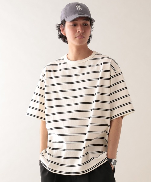 SIGNAL SPORTS（シグナルスポーツ）の「【SIGNAL SPORTS】14s/オーバーサイズボーダーTシャツ（Tシャツ/カットソー・メンズ・ネイビー/ホワイト・MEDIUM/SMALL/LARGE）」の6枚目の写真