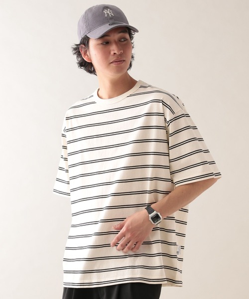 SIGNAL SPORTS（シグナルスポーツ）の「【SIGNAL SPORTS】14s/オーバーサイズボーダーTシャツ（Tシャツ/カットソー・メンズ・ネイビー/ホワイト・MEDIUM/SMALL/LARGE）」の8枚目の写真