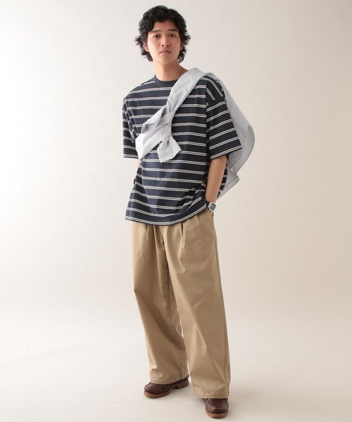 SIGNAL SPORTS（シグナルスポーツ）の「【SIGNAL SPORTS】14s/オーバーサイズボーダーTシャツ（Tシャツ/カットソー・メンズ・ネイビー/ホワイト・MEDIUM/SMALL/LARGE）」の9枚目の写真