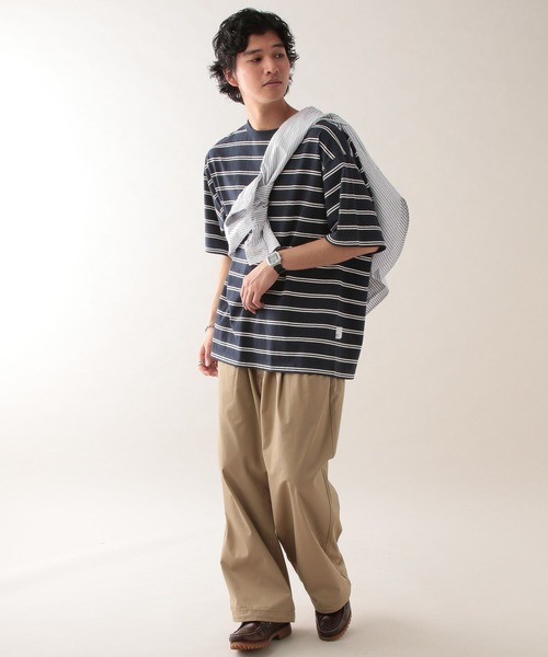 SIGNAL SPORTS（シグナルスポーツ）の「【SIGNAL SPORTS】14s/オーバーサイズボーダーTシャツ（Tシャツ/カットソー・メンズ・ネイビー/ホワイト・MEDIUM/SMALL/LARGE）」の10枚目の写真