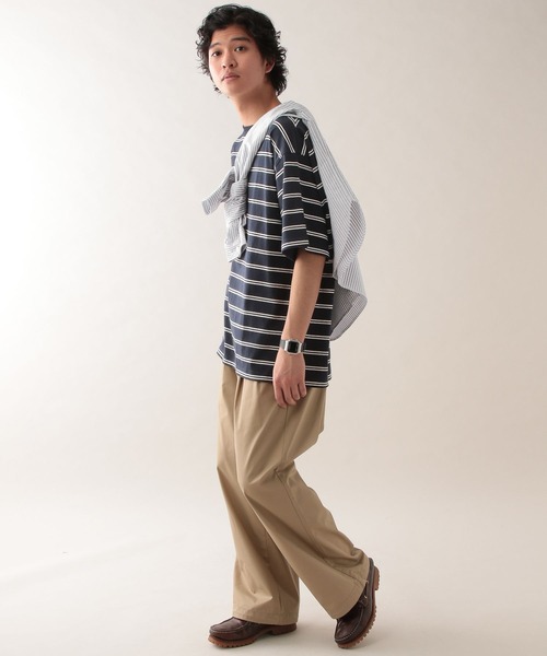 SIGNAL SPORTS（シグナルスポーツ）の「【SIGNAL SPORTS】14s/オーバーサイズボーダーTシャツ（Tシャツ/カットソー・メンズ・ネイビー/ホワイト・MEDIUM/SMALL/LARGE）」の11枚目の写真