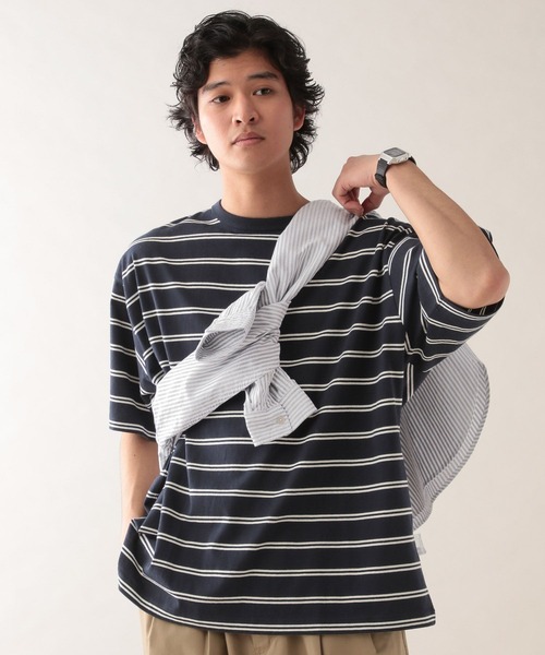 SIGNAL SPORTS（シグナルスポーツ）の「【SIGNAL SPORTS】14s/オーバーサイズボーダーTシャツ（Tシャツ/カットソー・メンズ・ネイビー/ホワイト・MEDIUM/SMALL/LARGE）」の14枚目の写真