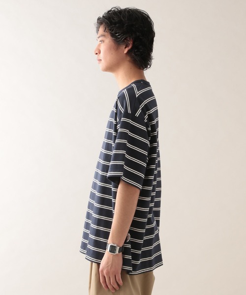 SIGNAL SPORTS（シグナルスポーツ）の「【SIGNAL SPORTS】14s/オーバーサイズボーダーTシャツ（Tシャツ/カットソー・メンズ・ネイビー/ホワイト・MEDIUM/SMALL/LARGE）」の15枚目の写真