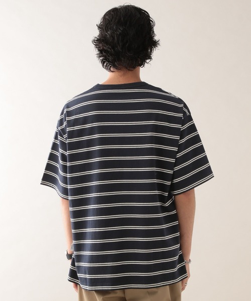 SIGNAL SPORTS（シグナルスポーツ）の「【SIGNAL SPORTS】14s/オーバーサイズボーダーTシャツ（Tシャツ/カットソー・メンズ・ネイビー/ホワイト・MEDIUM/SMALL/LARGE）」の16枚目の写真