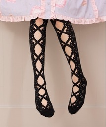 Chalmiere | シースルーレースアップ柄オーバーニー(ソックス/靴下)