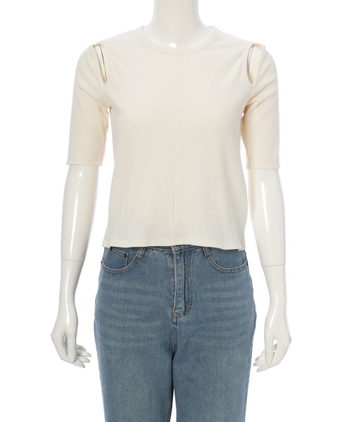 fifth（フィフス）の「カットリブカットアウトプルオーバー（Tシャツ/カットソー・レディース・モカ/アイボリー/ブラック・M）」の17枚目の写真