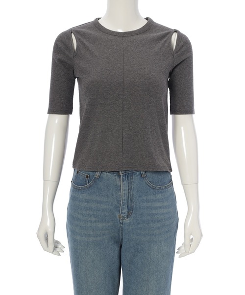 fifth（フィフス）の「カットリブカットアウトプルオーバー（Tシャツ/カットソー・レディース・モカ/アイボリー/ブラック・M）」の21枚目の写真