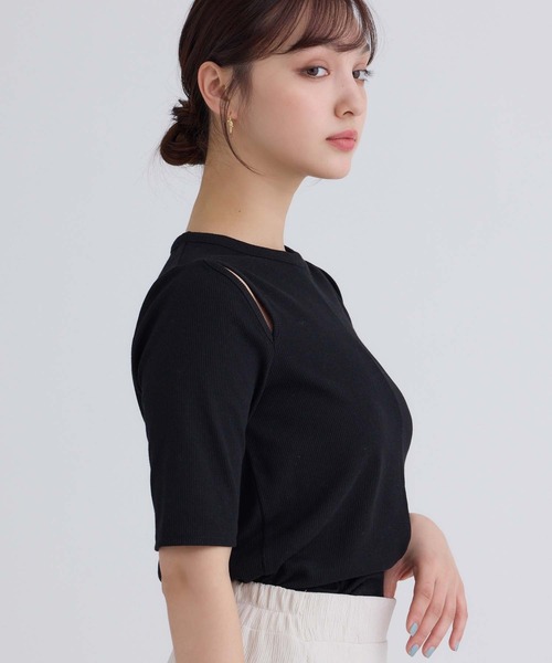 fifth（フィフス）の「カットリブカットアウトプルオーバー（Tシャツ/カットソー・レディース・モカ/アイボリー/ブラック・M）」の5枚目の写真