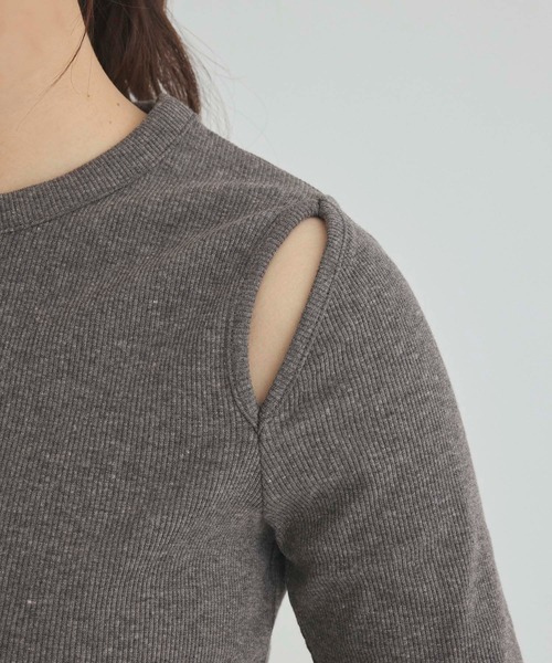 fifth（フィフス）の「カットリブカットアウトプルオーバー（Tシャツ/カットソー・レディース・モカ/アイボリー/ブラック・M）」の13枚目の写真