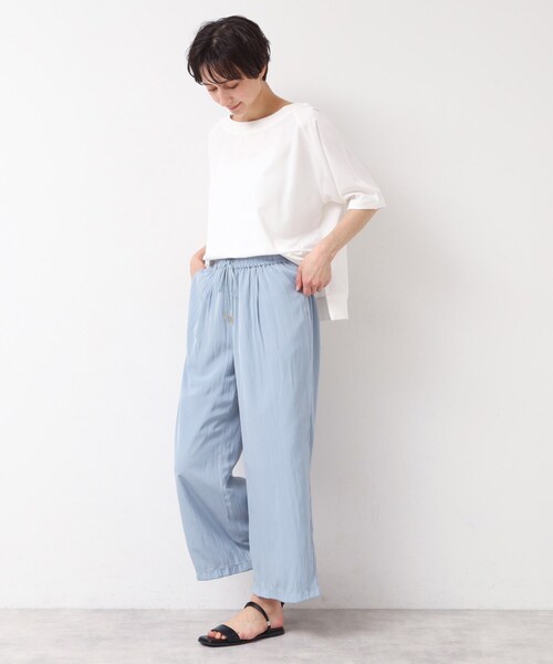 セール】【ウエストゴム・洗える】サテンワイドパンツ（その他