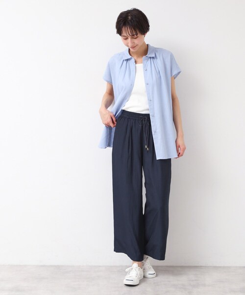 セール】【ウエストゴム・洗える】サテンワイドパンツ(その他 セール】【ウエストゴム・洗える】サテンワイドパンツ(その他