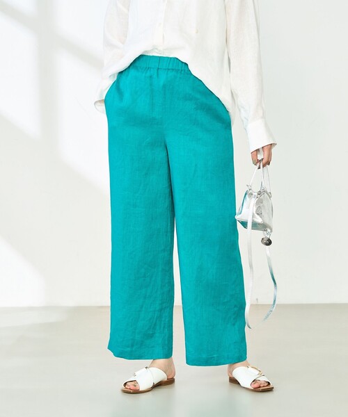 NOLLEY’S(ノーリーズ)の「【WEB STAFF恵☆別注カラーあり】《セットアップ対応》リネンセミワイドパンツ(その他パンツ・レディース・ホワイト/ダークネイビー/グリーン/ダークブラウン/ベージュ・36/38/40)」の4枚目の写真