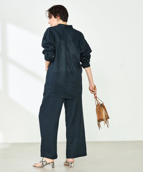 NOLLEY’S(ノーリーズ)の「【WEB STAFF恵☆別注カラーあり】《セットアップ対応》リネンセミワイドパンツ(その他パンツ・レディース・ホワイト/ダークネイビー/グリーン/ダークブラウン/ベージュ・36/38/40)」の22枚目の写真