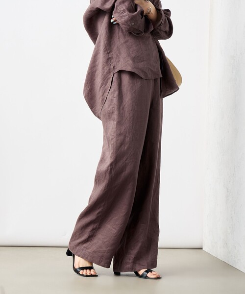 NOLLEY’S(ノーリーズ)の「【WEB STAFF恵☆別注カラーあり】《セットアップ対応》リネンセミワイドパンツ(その他パンツ・レディース・ホワイト/ダークネイビー/グリーン/ダークブラウン/ベージュ・36/38/40)」の9枚目の写真