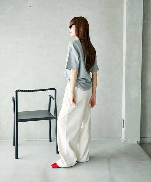 PUBLUX(パブリュクス)の「MARY QUANT × PUBLUX/マリークワント 刺繍 ワッフルTシャツ 限定展開(Tシャツ/カットソー・レディース・ブラック/グレー/ナチュラル・フリ-)」の4枚目の写真