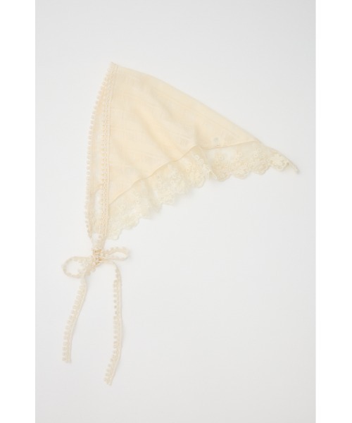 SLY（スライ）の「LACE EDGE SCARF レース エッジ スカーフ（バンダナ/スカーフ・レディース・アイボリー/ブラック・FREE）」の3枚目の写真