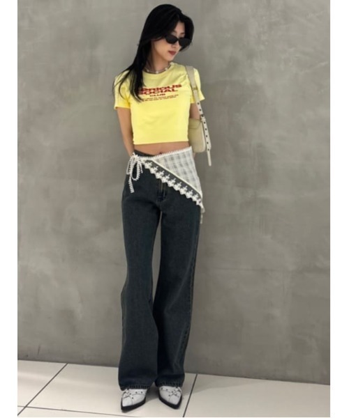 SLY（スライ）の「LACE EDGE SCARF レース エッジ スカーフ（バンダナ/スカーフ・レディース・アイボリー/ブラック・FREE）」の17枚目の写真