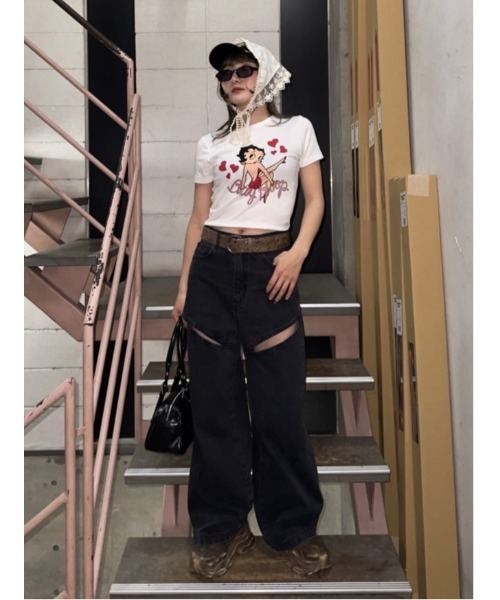 SLY（スライ）の「LACE EDGE SCARF レース エッジ スカーフ（バンダナ/スカーフ・レディース・アイボリー/ブラック・FREE）」の20枚目の写真