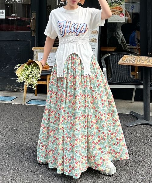 Alley Tokyo(アリートーキョー)の「シャーリング裾ぴろんT(Tシャツ/カットソー・レディース・スミクロ/オフホワイト・FREE)」の16枚目の写真