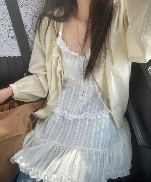 by muni:r(バイ ムニール)の「フリルビスチェワンピース(ワンピース・レディース・ホワイト/ブラック・FREE)」の16枚目の写真