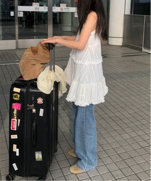 by muni:r(バイ ムニール)の「フリルビスチェワンピース(ワンピース・レディース・ホワイト/ブラック・FREE)」の15枚目の写真