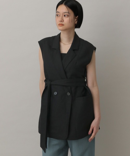 A part by(アパートバイ)の「レーヨンリネンベスト(ベスト・レディース・ブラック/ライトベージュ・FREE)」の14枚目の写真