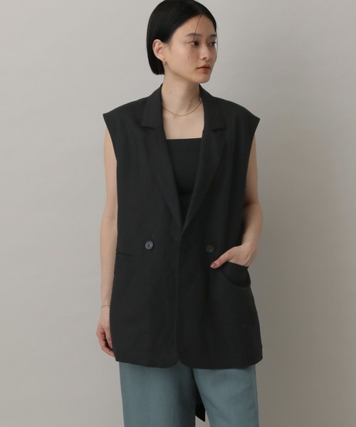 A part by(アパートバイ)の「レーヨンリネンベスト(ベスト・レディース・ブラック/ライトベージュ・FREE)」の16枚目の写真