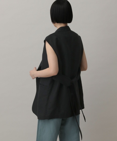 A part by(アパートバイ)の「レーヨンリネンベスト(ベスト・レディース・ブラック/ライトベージュ・FREE)」の18枚目の写真