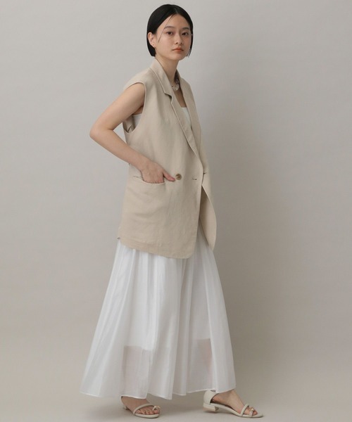 A part by(アパートバイ)の「レーヨンリネンベスト(ベスト・レディース・ブラック/ライトベージュ・FREE)」の4枚目の写真