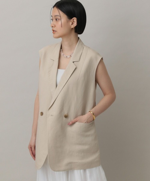 A part by(アパートバイ)の「レーヨンリネンベスト(ベスト・レディース・ブラック/ライトベージュ・FREE)」の6枚目の写真