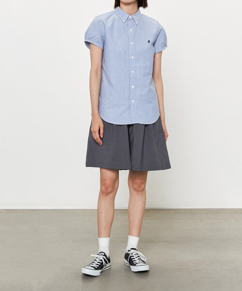 GYMPHLEX（ジムフレックス）の「Gymphlex | オックスフォード フレンチスリーブシャツ WOMEN（シャツ/ブラウス・レディース・ブルー/ホワイト・14/12）」の4枚目の写真