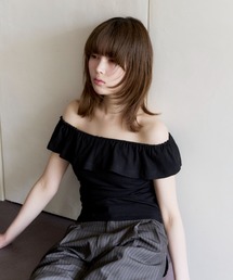 rib off shoulder tops/リブオフショルトップス