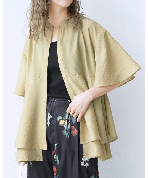 reca(レカ)の「ヘムレイヤードシアーシャツ(シャツ/ブラウス・レディース・ベージュ系その他/ブラック/グリーン系その他・FREE)」の2枚目の写真