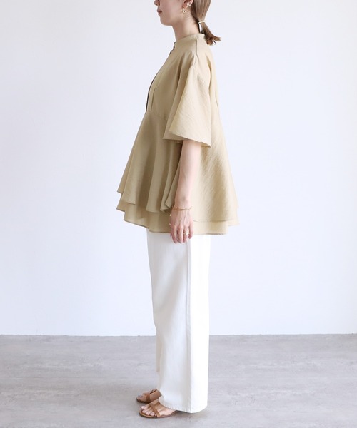 reca(レカ)の「ヘムレイヤードシアーシャツ(シャツ/ブラウス・レディース・ベージュ系その他/ブラック/グリーン系その他・FREE)」の5枚目の写真