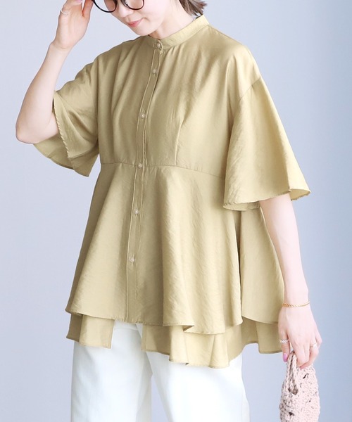 reca(レカ)の「ヘムレイヤードシアーシャツ(シャツ/ブラウス・レディース・ベージュ系その他/ブラック/グリーン系その他・FREE)」の19枚目の写真