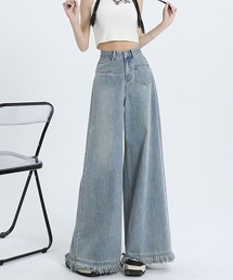 ワイドデニムパンツ ハイウエスト